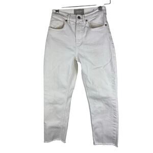 Everlane Women's 24 Cream Crop Frayed Hem Cheeky Jeans *